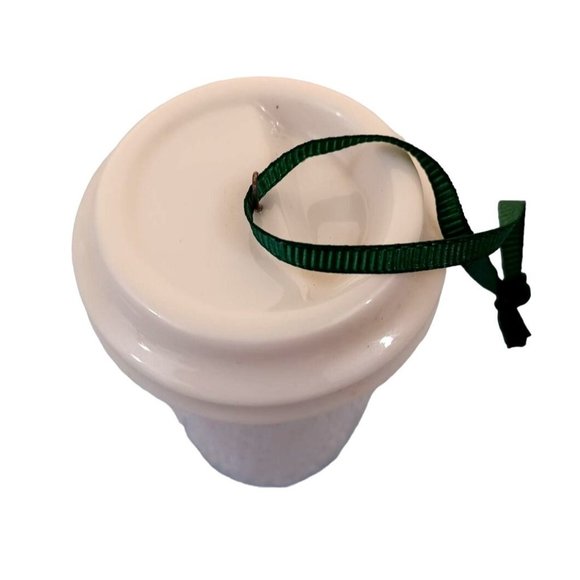 New 2015 Ceramic 2.5" Starbucks White Coffee Cup Christmas Holiday Ornament - Picture 3 of 4